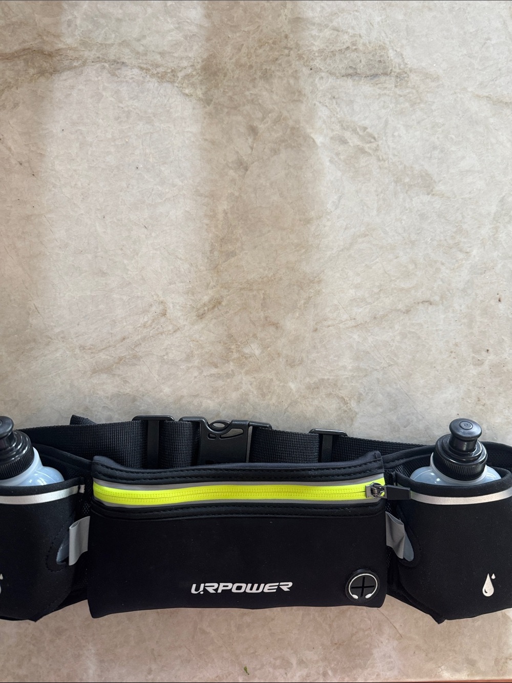 Black Running Waist Pack with Neon Yellow Zip